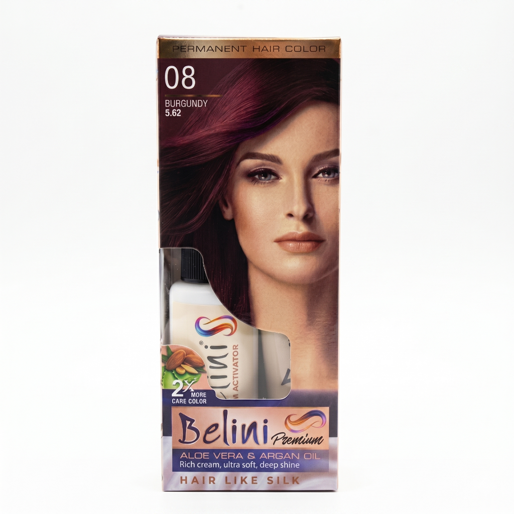 Belini Premium Permanent Hair Color – 08 Burgundy (5.2)