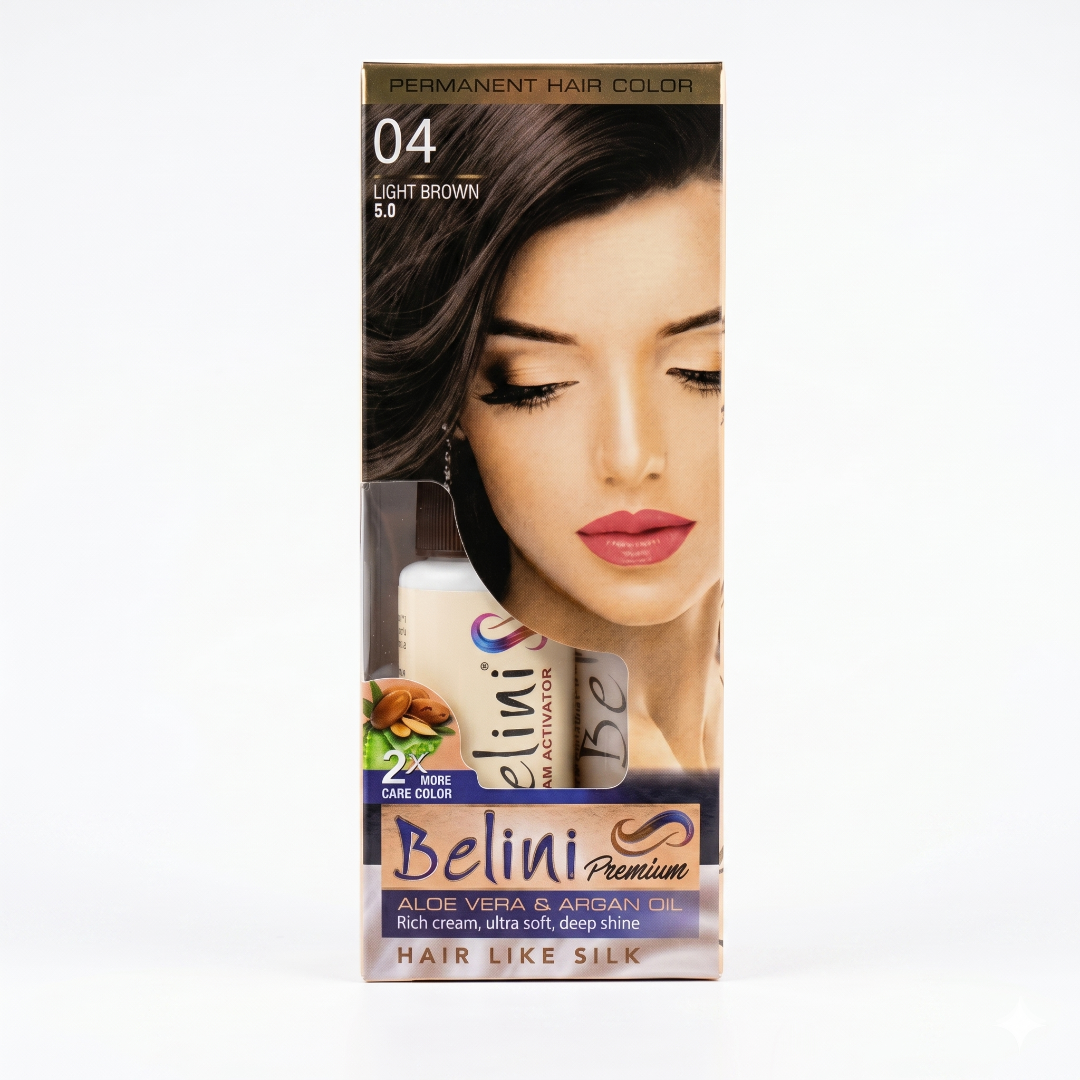 Belini Premium Permanent Hair Color – 04 Light Brown (5.0)