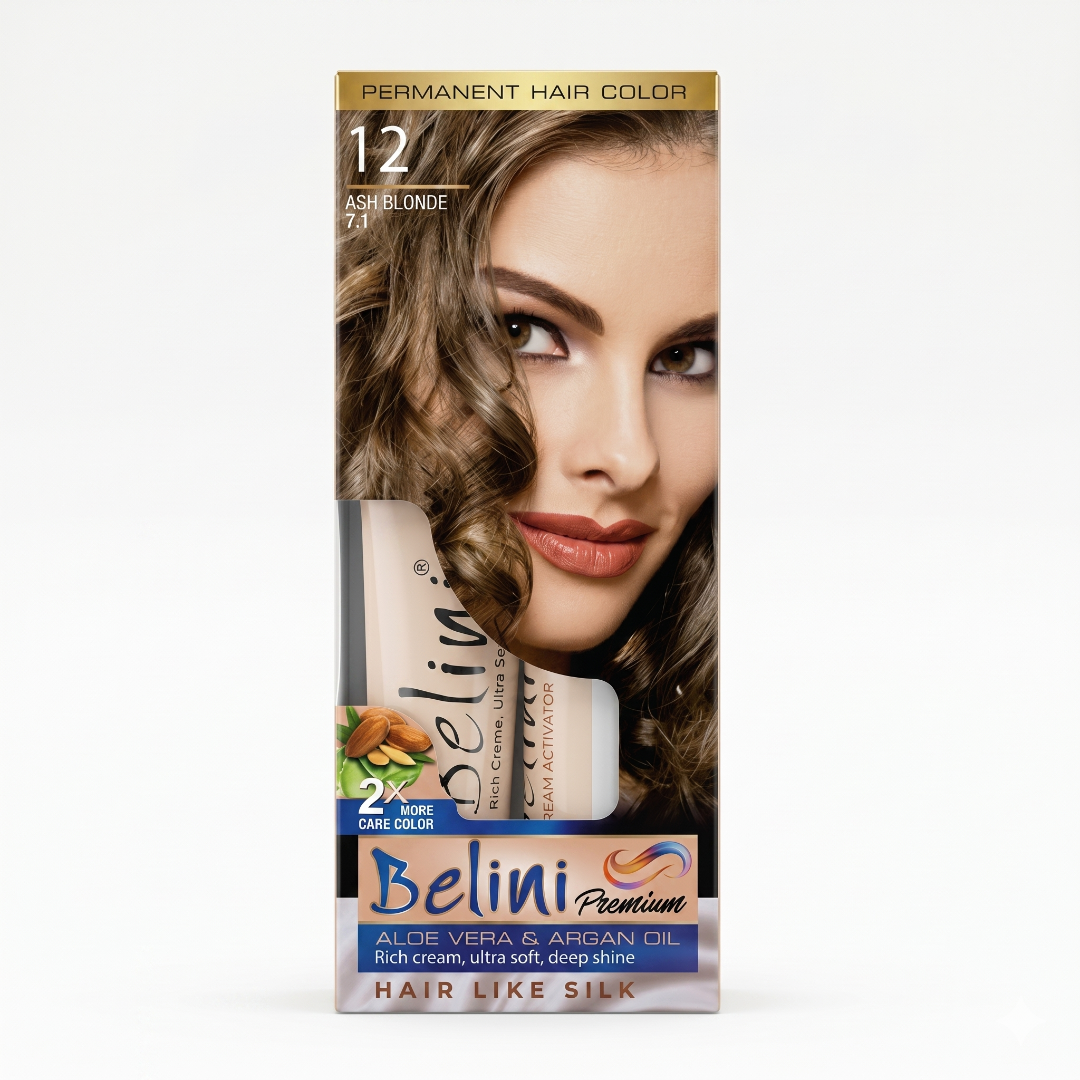 Belini Premium Permanent Hair Color – 12 Ash Blonde (7.1)